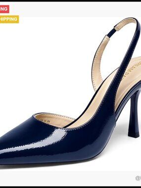 Faux Leather Slingback Pumps with 3.34-Inch Stiletto Heel